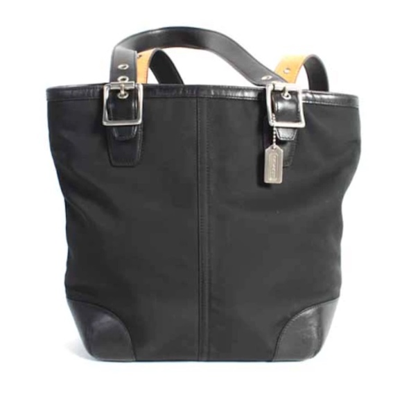Black Coach Handbag with Two Tone Leather Straps No. L042-1835 - Picture 1 of 6